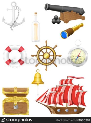 set of sea antique icons vector illustration isolated on white background