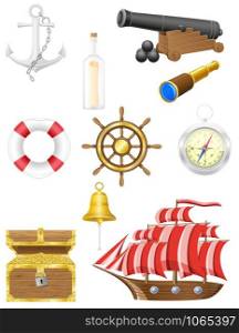 set of sea antique icons vector illustration isolated on white background