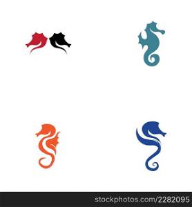set of Sea Horse logo illustration design template