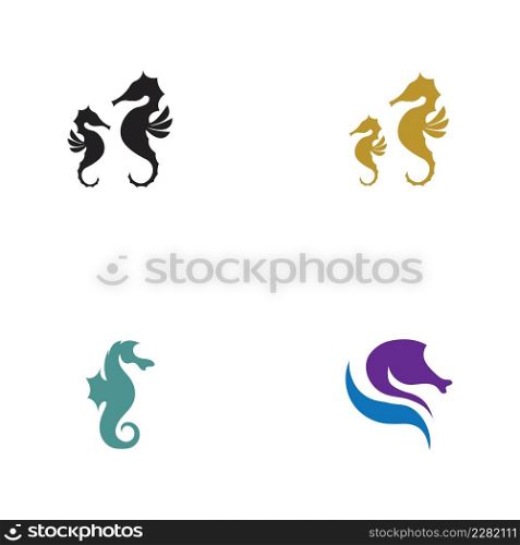 set of Sea Horse logo illustration design template