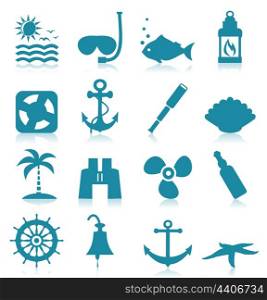 Set of sea icons for design. A vector illustration