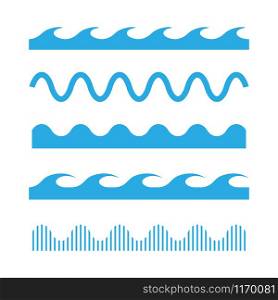 Set of sea, ocean and river waves for theme design. Isolated on a white background.