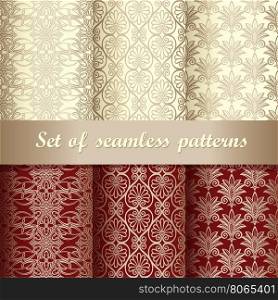Set of seamless background patterns. Vector illustration.