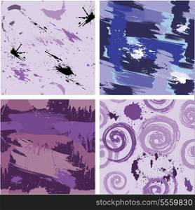 Set of seamless pattern with blots and ink splashes. Abstract background for design in grunge style. Ready to use as swatch.