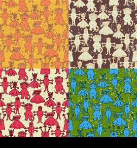 set of seamless pattern with monsters