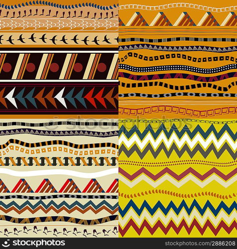 Set of seamless patterns in African style