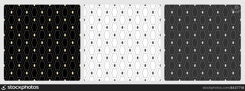 set of seamless patterns on a white and black background for textiles, texture, decoration and creative design