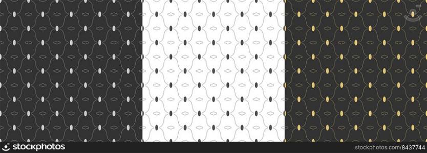 set of seamless patterns on a white and black background for textiles, texture, decoration and creative design