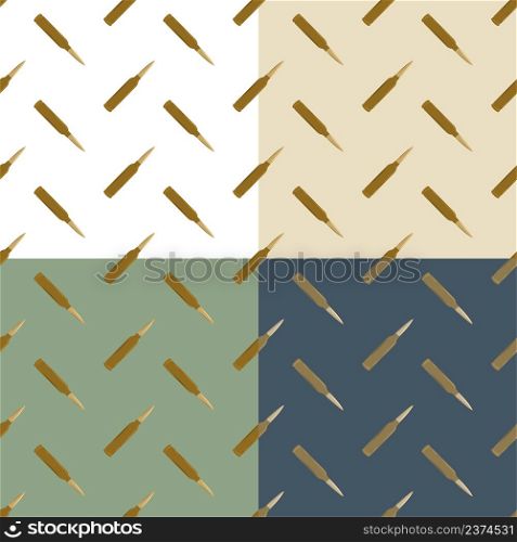 set of seamless patterns with automatic gun bullets. Ornament for decoration and printing on fabric. Design element. Vector