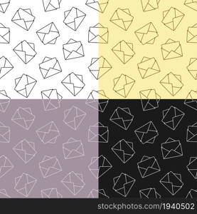 set of seamless patterns with Festive envelope and paper inside. Greeting cards and letters. Ornament for decoration and printing on fabric. Design element. Vector