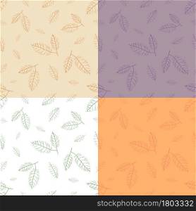 set of seamless patterns with streaked with dry autumn leaves. Ornament for decoration and printing on fabric. Design element. Vector