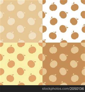 set of seamless patterns with Sweet apples. Collecting autumn harvest of fruits. Ornament for decoration and printing on fabric. Design element. Vector