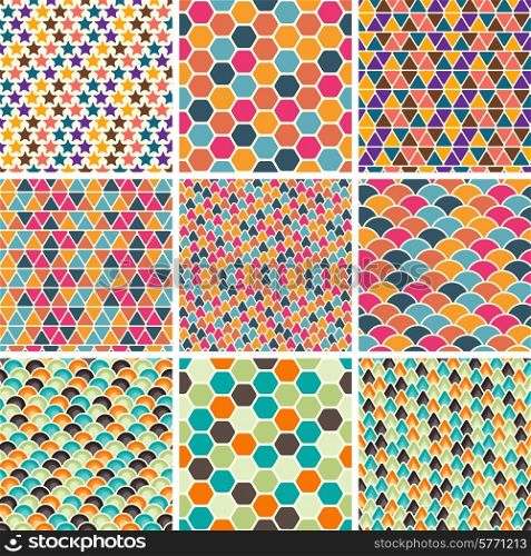 Set of seamless retro geometric pattern. EPS8 vector texture.. Set of seamless retro geometric pattern. EPS8 vector texture