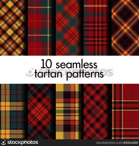 Set of seamless tartan patterns