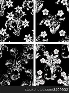 Set of seamless vector floral backgrounds. For easy making seamless pattern just drag one of four group into swatches bar, and use it for filling any contours.
