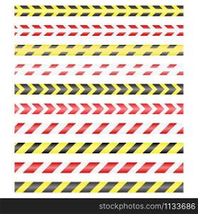 set of seamless warning tapes in red-white and black-yellow colors. Isolated on a white background.