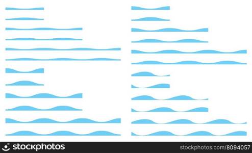 Set of seamless waves isolated on white background. Vector clipart.. Set of seamless waves isolated on white background. Clipart.
