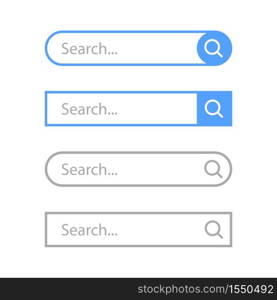 Set of search button, UI elements. Vector template for browsers with search bar and text field. Modern menu for sites and apps.. Set of search button, UI elements. Vector template for browsers with search bar and text field.