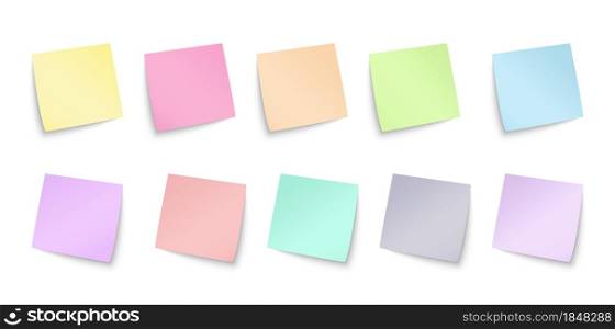 set of self-adhesive colored sheets for writing. Flat style