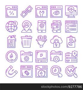 Set of seo icons for web design development seo Vector Image