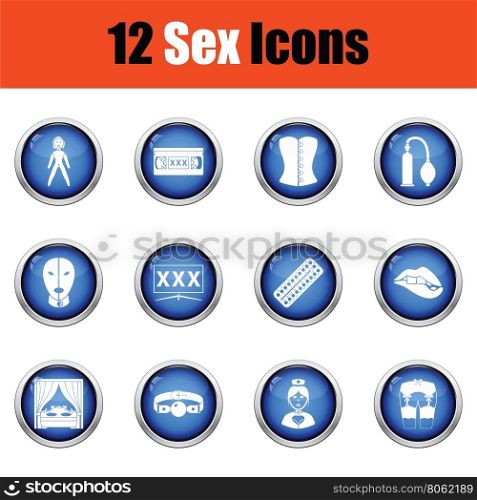Set of sex icons. Glossy button design. Vector illustration.