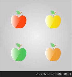 Set of shiny apples icons on gray background.. Set of shiny apples icons on gray background. Vector illustration .