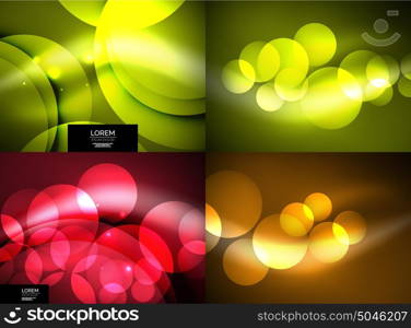 Set of shiny glowing glass circles, modern futuristic background template. Shiny glowing glass circles, modern futuristic abstract background circle template, vector illustration