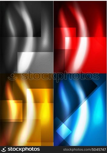 Set of shiny vector silk wave abstract backgrounds. Set of shiny vector silk wave abstract backgrounds, wallpaper with wave shape and light effects, smooth style for your text
