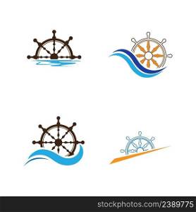 set of ship steering logo vector icon illustration template design