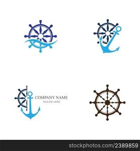set of ship steering logo vector icon illustration template design