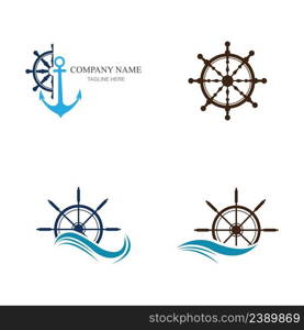 set of ship steering logo vector icon illustration template design