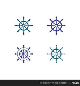 Set of Ship wheel steering symbol vector icon illustration