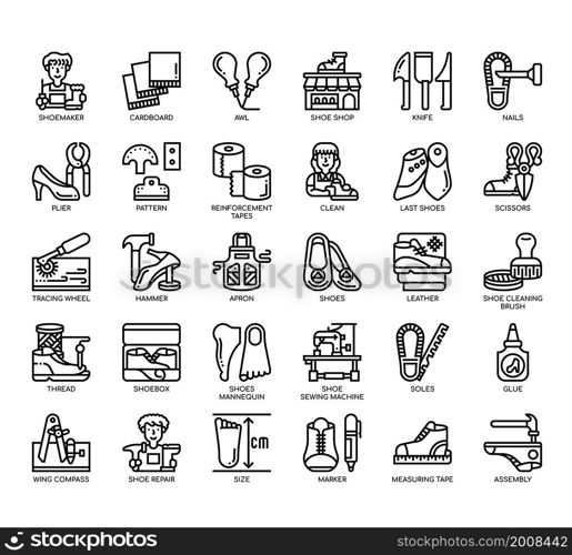 Set of Shoemaker thin line icons for any web and app project.