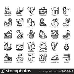 Set of Shoemaker thin line icons for any web and app project.