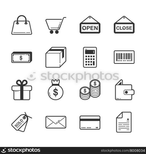 Set of shopping and e-commerce icons , eps10 vector format