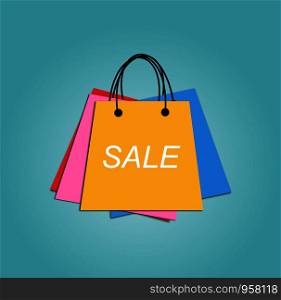 Set of Shopping bags colorful for poster. sale design flat. Vector illustration