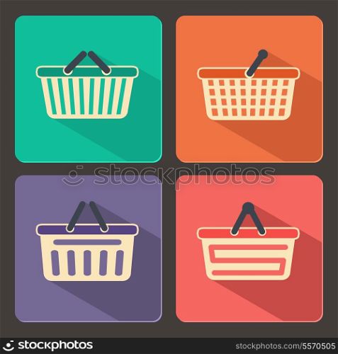 Set of shopping carts and baskets icons vector illustration