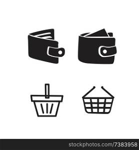 Set of shopping icons on a white background