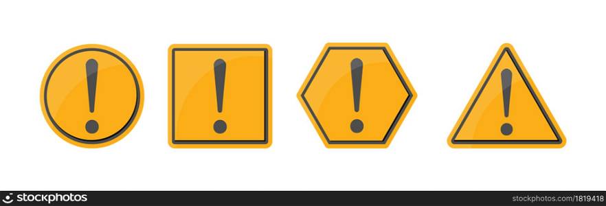 set of signs with a warning about danger. A sign of attention. Flat style