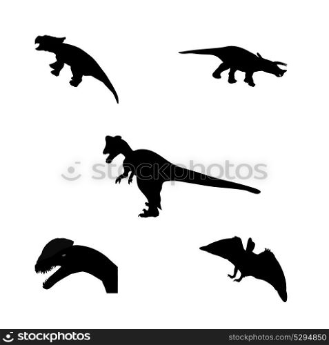 Set of Silhouette Dinosaur. Black Vector Illustration. Set of Silhouette Dinosaur. Black Vector Illustration.