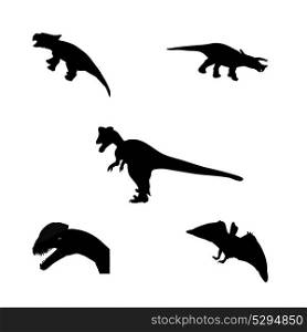 Set of Silhouette Dinosaur. Black Vector Illustration. Set of Silhouette Dinosaur. Black Vector Illustration.