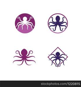 Set Of Silhouette Octopus vector template. Octopus vector illustration