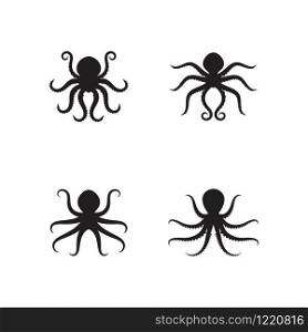 Set Of Silhouette Octopus vector template. Octopus vector illustration