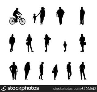 Set of Silhouette Walking People and Children. Vector Illustration. EPS10. Set of Silhouette Walking People and Children. Vector Illustrati