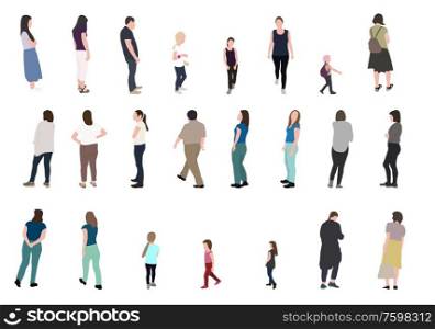 Set of Silhouette Walking People and Children. Vector Illustration. EPS10. Set of Silhouette Walking People and Children. Vector Illustration.