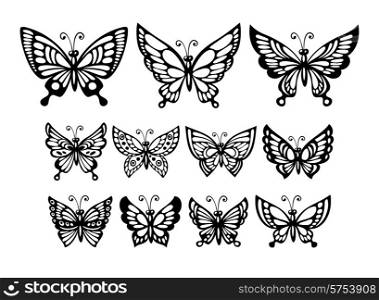 Set of silhouette wonderful butterflies. Vector illustration EPS 10. Set of silhouette wonderful butterflies. Vector illustration