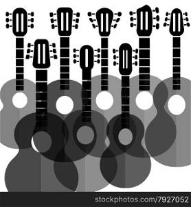Set of Silhouettes Guitars Isolated on White Background.. Silhouettes Guitars