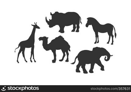 set of silhouettes of animals for design and decoration