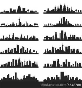 Set of silhouettes of city landscapes