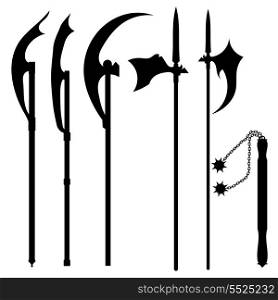 Set of silhouettes of halberds